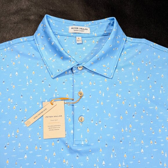 Peter Millar Other - Peter Millar Crown Sport Sailing Away Print Summer Comfort Polo Size L 2XL $110